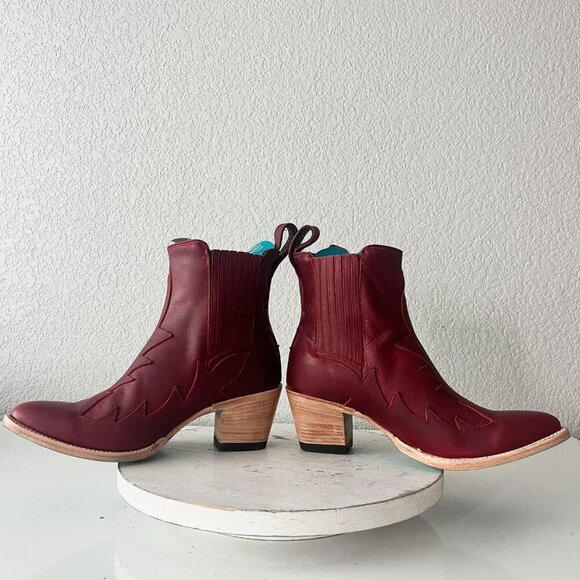 Lane CHELSEA Womens Cowboy Bootie 9 Western Red Short Cowgirl Ankle Boots EUC - Picture 7 of 11